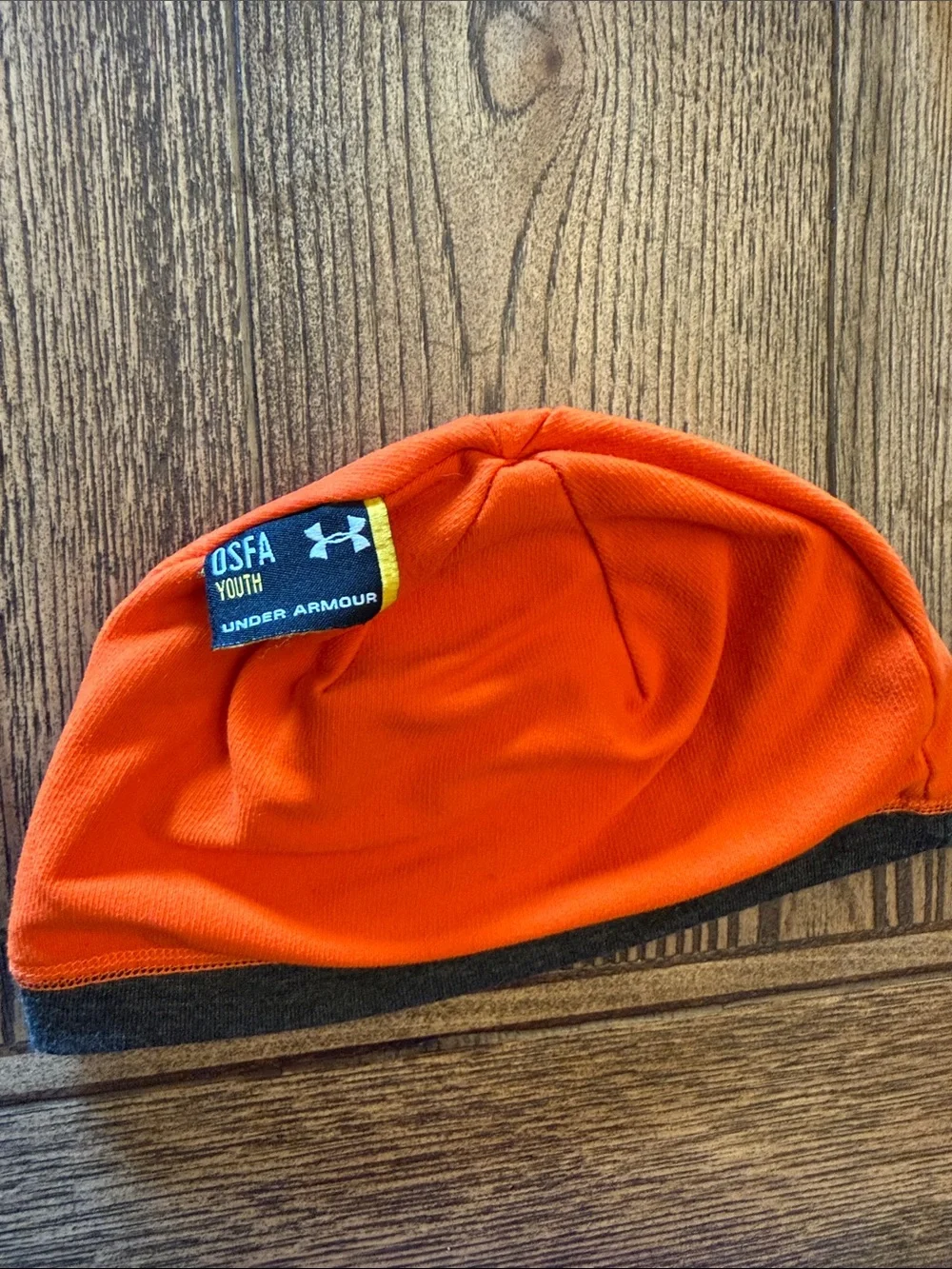 Under Armour Kids Gray Beanies with Orange Logo Accents bundle